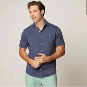 johnnie-O Crouch Hangin' Out Button Up Shirt Navy Blue Large NWOT Short Sleeve